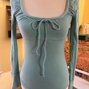 Urban Outfitters Cotton Tie Long Sleeve Top shirt new with tags scoop neck